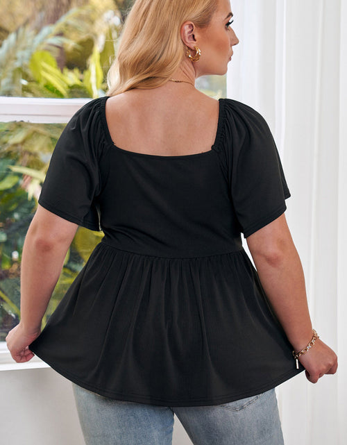 Load image into Gallery viewer, Plus Size Drawstring Sweetheart Neck Babydoll Blouse
