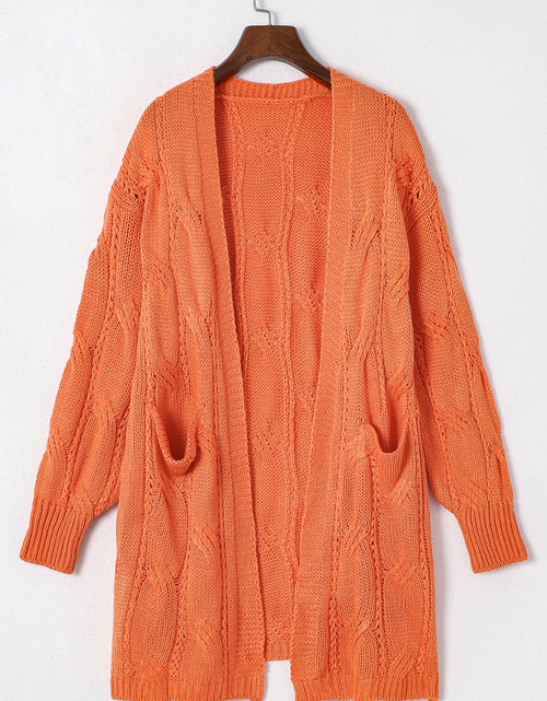 Load image into Gallery viewer, Cable-Knit Dropped Shoulder Slit Cardigan
