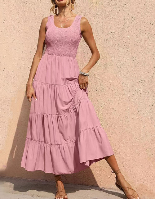 Load image into Gallery viewer, Tiered Smocked Wide Strap Dress
