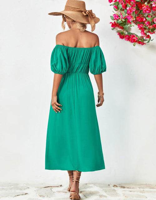 Load image into Gallery viewer, Off-Shoulder Balloon Sleeve Midi Dress
