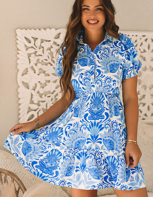 Load image into Gallery viewer, Lilly Floral Drawstring Waist Ruffled Dress by Poppy Lee Lane
