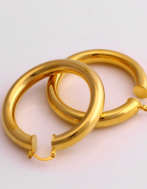 Load image into Gallery viewer, 14K Gold Solid Tube Hoop Earring
