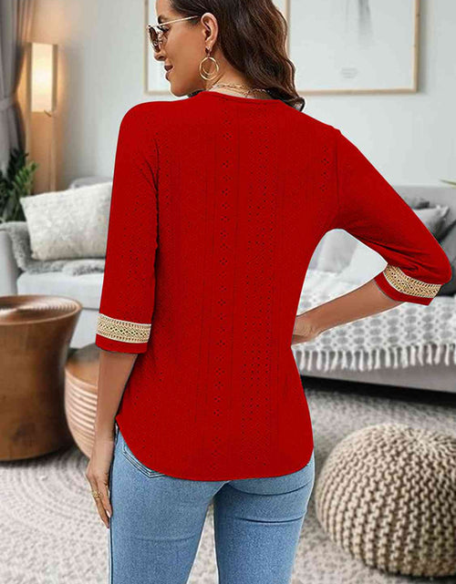 Load image into Gallery viewer, V-Neck Eyelet Blouse
