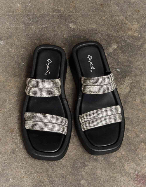 Load image into Gallery viewer, Qupid Bright Mind Platform Wedge Rhinestone Sandal
