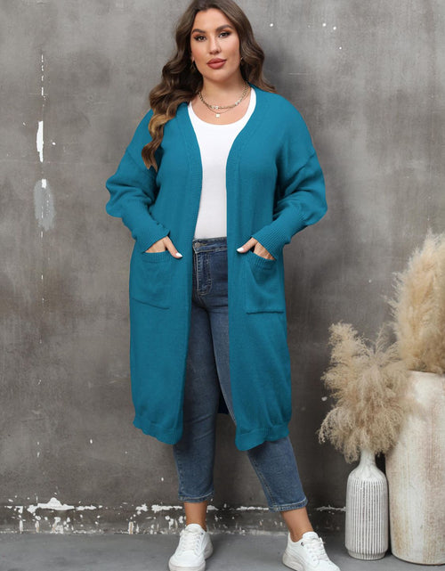 Load image into Gallery viewer, Plus Size Long Sleeve Pocketed Cardigan
