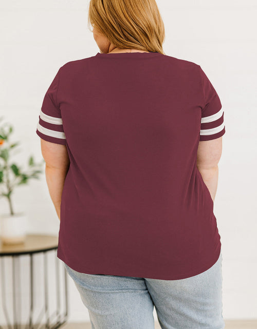 Load image into Gallery viewer, Plus Size Striped V-Neck Tee Shirt
