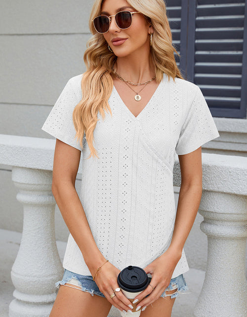 Load image into Gallery viewer, Eyelet Surplice Short Sleeve T-Shirt
