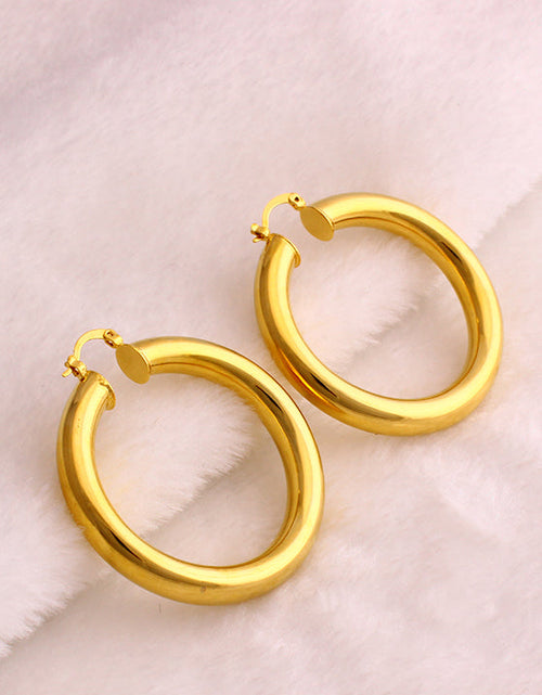 Load image into Gallery viewer, 14K Gold Solid Tube Hoop Earring
