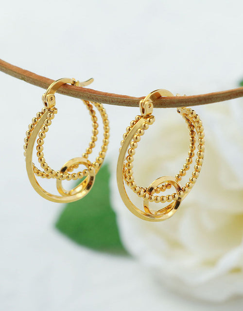 Load image into Gallery viewer, 18K Gold Hollow Patterned Earrings
