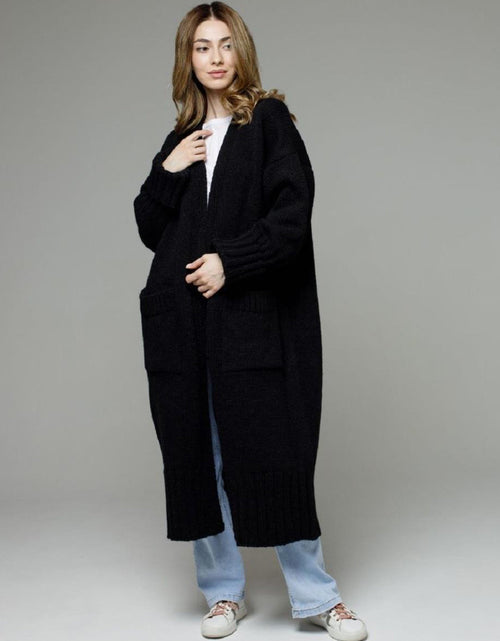 Load image into Gallery viewer, Pocketed Open Front Dropped Shoulder Cardigan
