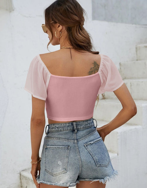 Load image into Gallery viewer, Drawstring Short Sleeve Crop Top
