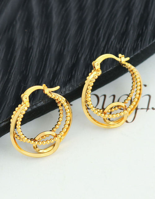 Load image into Gallery viewer, 18K Gold Hollow Patterned Earrings
