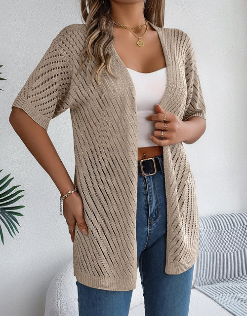Load image into Gallery viewer, Openwork Open Front Half Sleeve Cardigan
