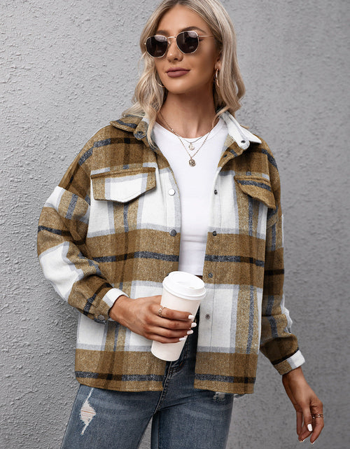 Load image into Gallery viewer, Ivy Lane Plaid Long Sleeve Shirt Jacket
