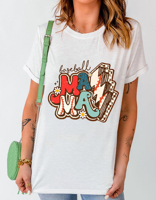 Load image into Gallery viewer, Letter Graphic Round Neck Short Sleeve T-Shirt
