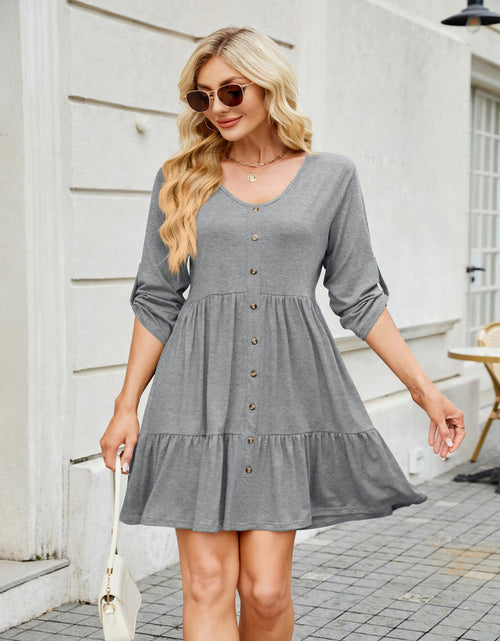 Load image into Gallery viewer, Tiered Ruched V-Neck Mini Dress
