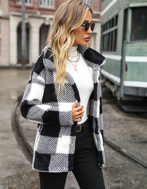Load image into Gallery viewer, Plaid Collared Neck Button Down Jacket
