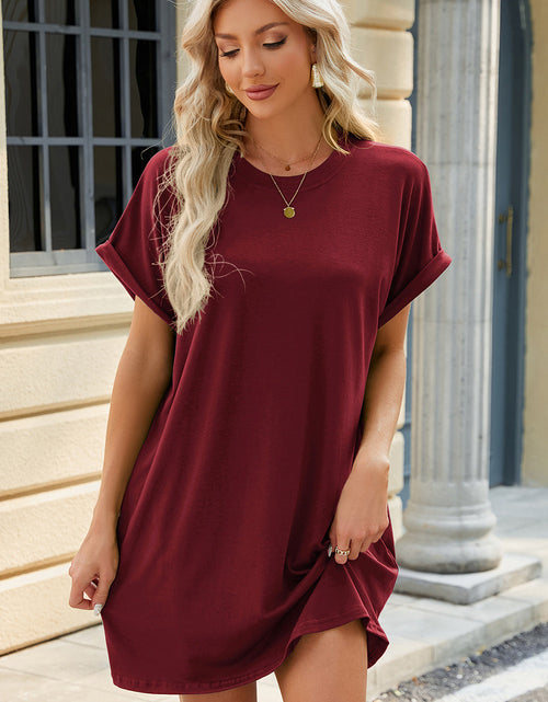 Load image into Gallery viewer, Round Neck Rolled Short Sleeve Tee Dress
