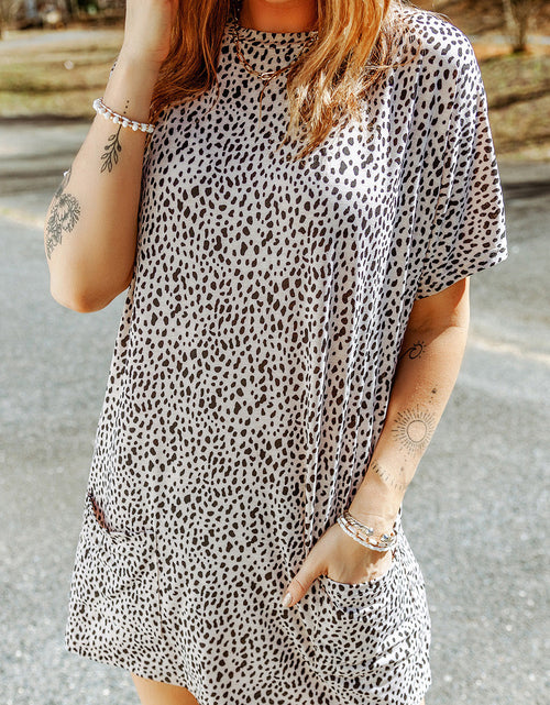 Load image into Gallery viewer, Animal Print Round Neck Tunic Tee with Pockets
