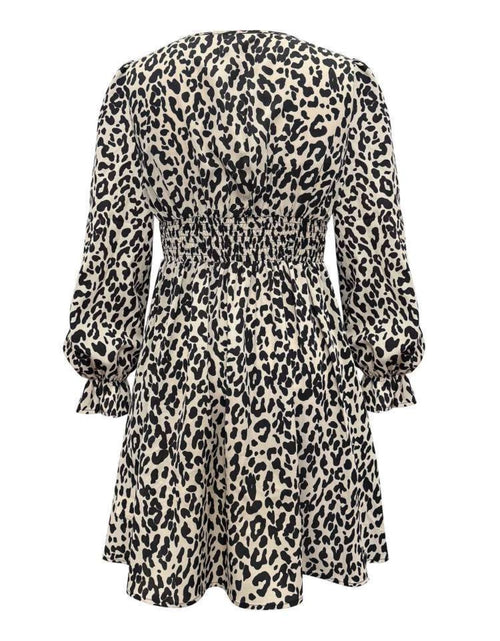 Load image into Gallery viewer, Leopard V-Neck Flounce Sleeve Dress
