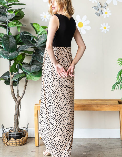 Load image into Gallery viewer, Heimish Full Size Slit Animal Print V-Neck Wide Strap Dress
