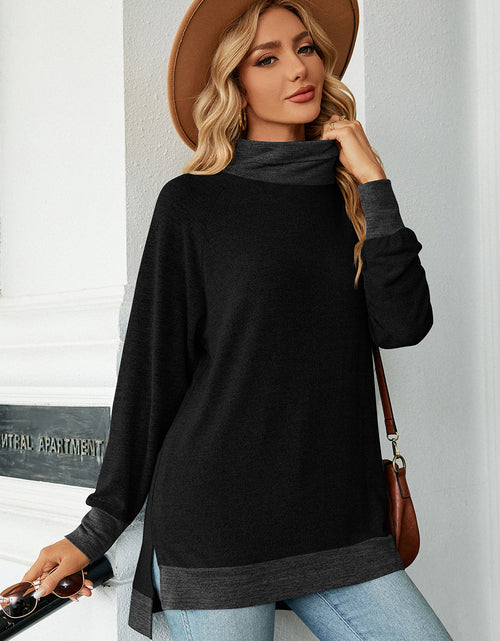 Load image into Gallery viewer, Slit Mock Neck Long Sleeve T-Shirt
