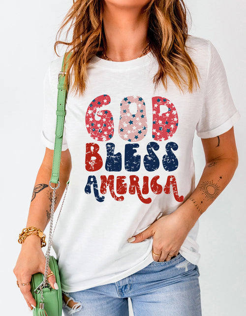 Load image into Gallery viewer, Letter Graphic Round Neck Short Sleeve T-Shirt
