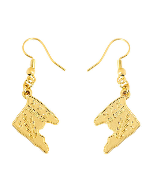 Load image into Gallery viewer, 14k Yellow Gold Trindade Map Hanging earring

