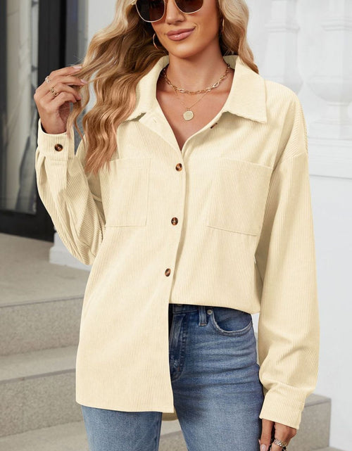Load image into Gallery viewer, Button Up Dropped Shoulder Long Sleeve Outerwear
