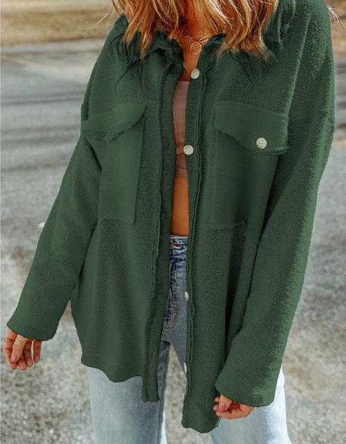 Load image into Gallery viewer, Pocketed Button Up Droppped Shoulder Jacket
