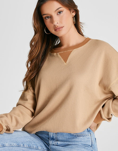 Load image into Gallery viewer, Waffle-Knit Long Sleeve Sweatshirt
