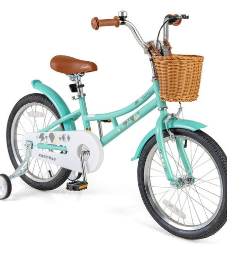 18 Inch Kids Bike Bicycle with Training Wheels and 2 Brake System Ages 4-8 Years Old-18 inches