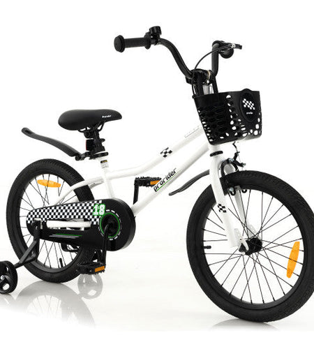 18 Feet Kids Bike with Removable Training Wheels-Black & White