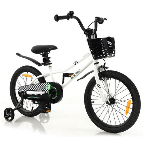 Load image into Gallery viewer, 18 Feet Kids Bike with Removable Training Wheels-Black &amp; White
