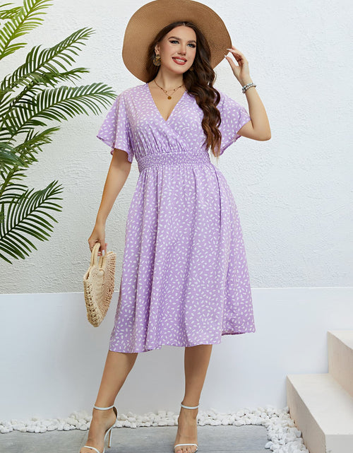 Load image into Gallery viewer, Honey Plus Size Printed Smocked Waist Surplice Dress
