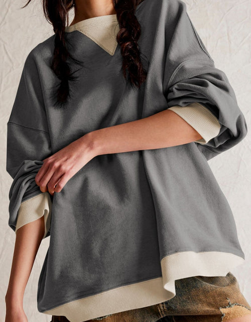 Load image into Gallery viewer, Contrast Dropped Shoulder Long Sleeve Sweatshirt
