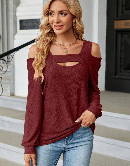 Load image into Gallery viewer, Cold Shoulder Square Neck Cutout Blouse
