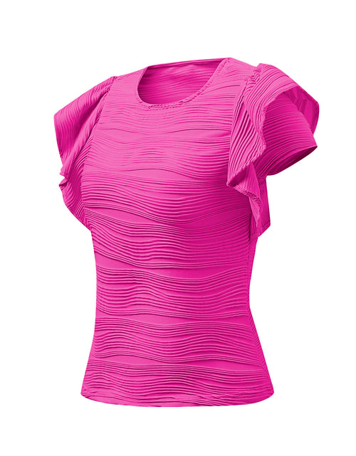 Load image into Gallery viewer, Textured Round Neck Cap Sleeve Top
