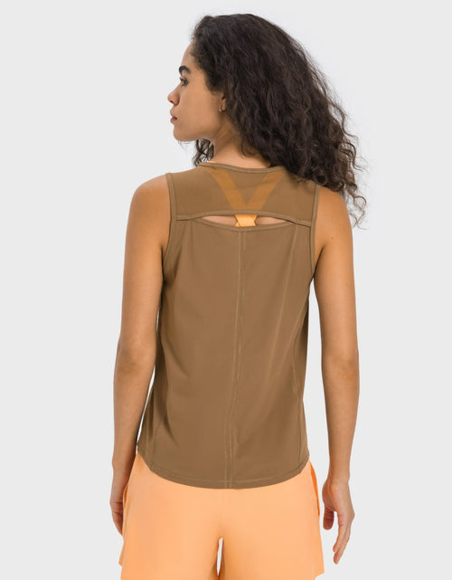 Load image into Gallery viewer, Millennia Cutout Back Round Neck Active Tank
