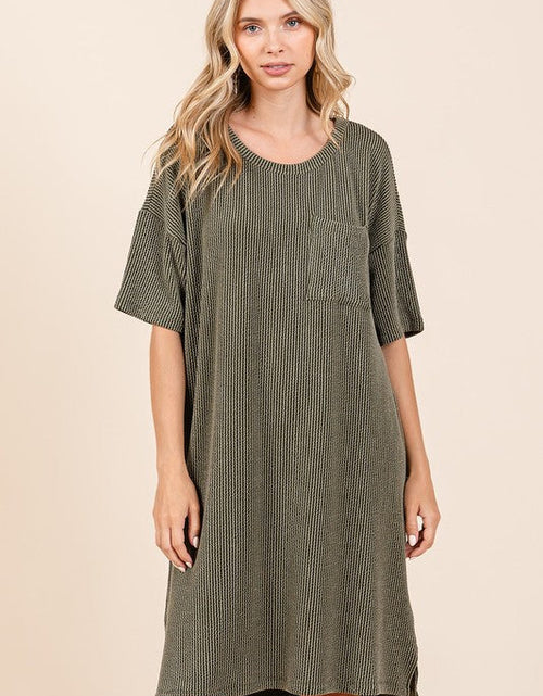 Load image into Gallery viewer, Mittoshop Urban Rib Knit Short Sleeve Tee Dress
