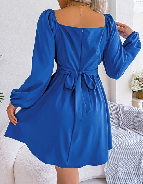 Load image into Gallery viewer, Tied Square Neck Balloon Sleeve Dress
