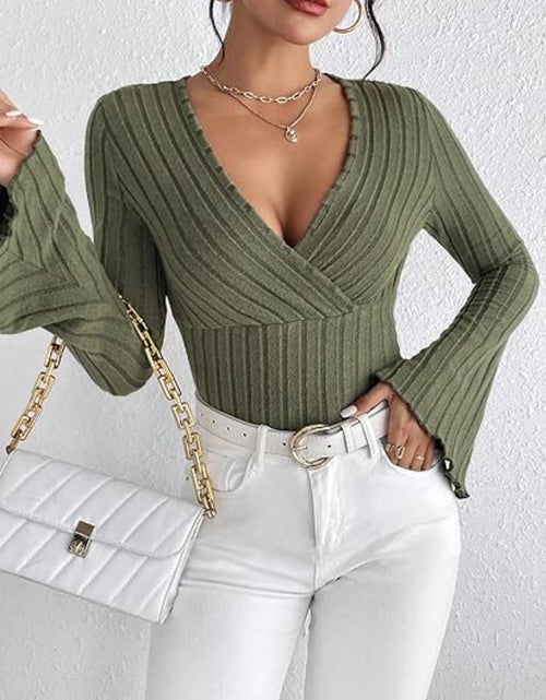 Load image into Gallery viewer, Ribbed Flare Sleeve Top
