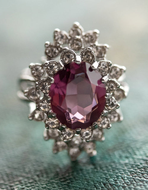 Load image into Gallery viewer, Vintage Women's Austrian Crystal Cocktail Ring 18k Gold Electroplated Birthstone Ring for Women by PVD Vintage Jewelry
