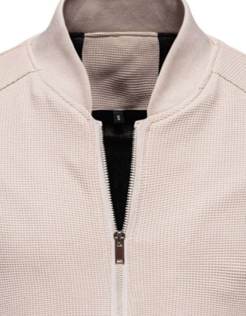 Load image into Gallery viewer, Men's Waffle Knit Baseball Collar Zip Up Jacket
