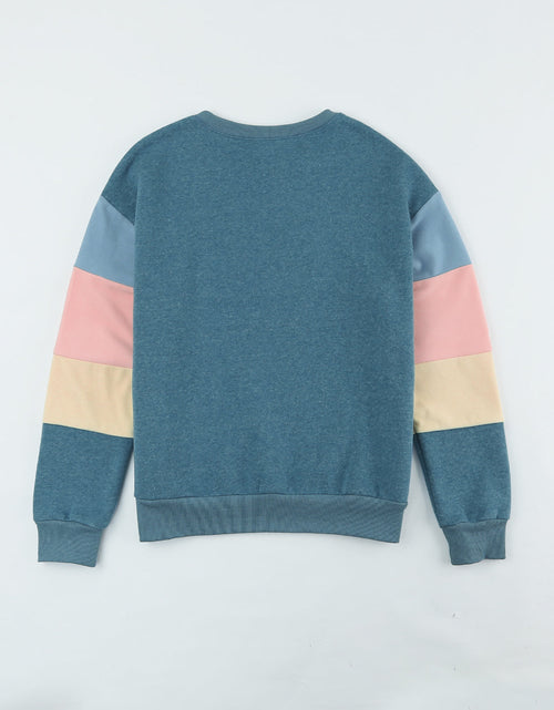 Load image into Gallery viewer, Color Block Round Neck Long Sleeve Sweatshirt
