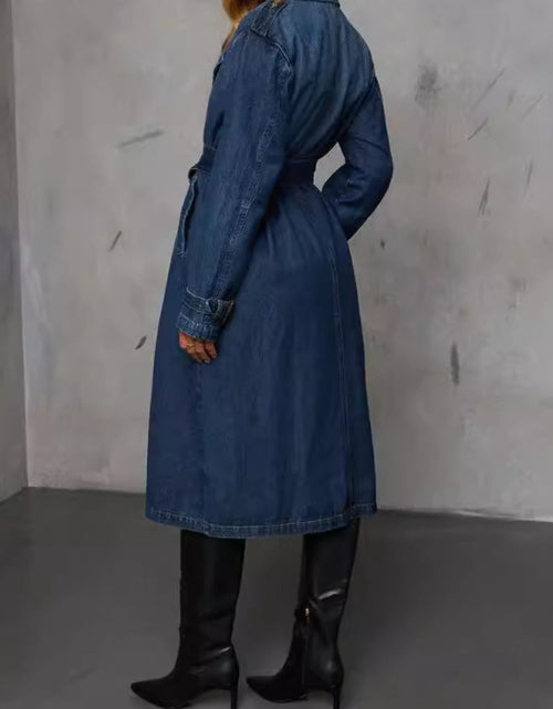 Load image into Gallery viewer, Button Up Long Sleeve Longline Denim Jacket
