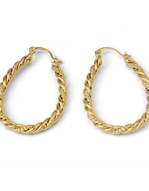 Load image into Gallery viewer, 14k Yellow Gold Large Oval Twisted Hoop Earrings
