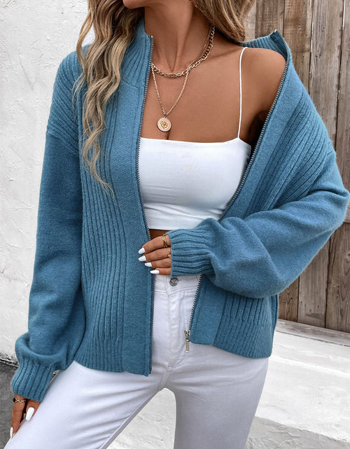 Load image into Gallery viewer, Perfee Zip Up Long Sleeve Cardigan

