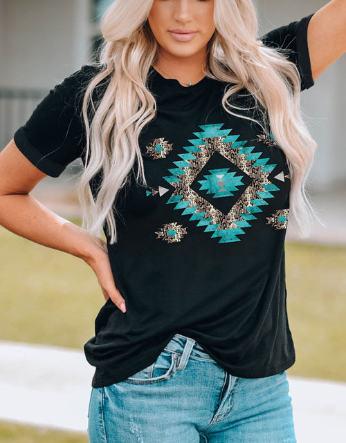 Load image into Gallery viewer, Western  Printed Crewneck Graphic Tee
