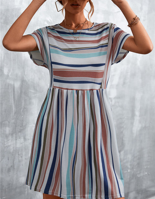 Load image into Gallery viewer, Striped Round Neck Dress
